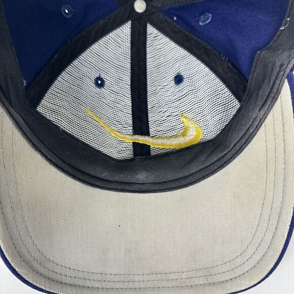 Vintage Nike Team Sports Michigan Wolverines SnapBack Big Swoosh Hat Cap Blue - Picture 10 of 13